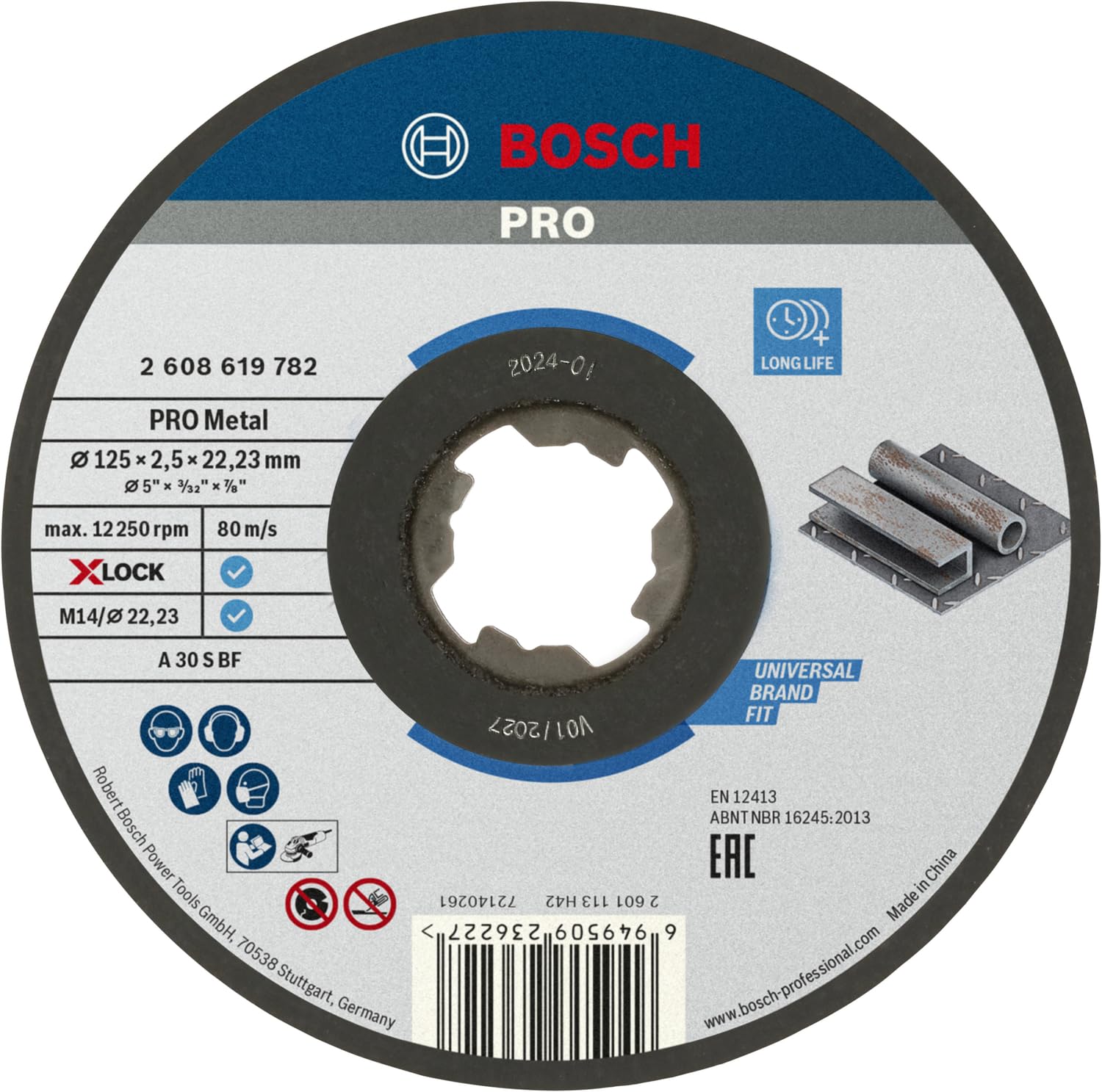 Bosch Standard X-LOCK T41 disque à tronçonner métal 125 mm