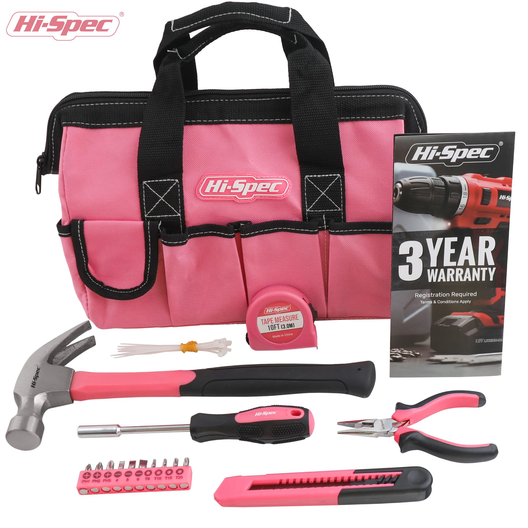 Hi-Spec Tool Kits kit outils 16 pièces rose sac zippé