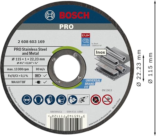Bosch PRO disques à tronçonner 115 mm inox lot 100