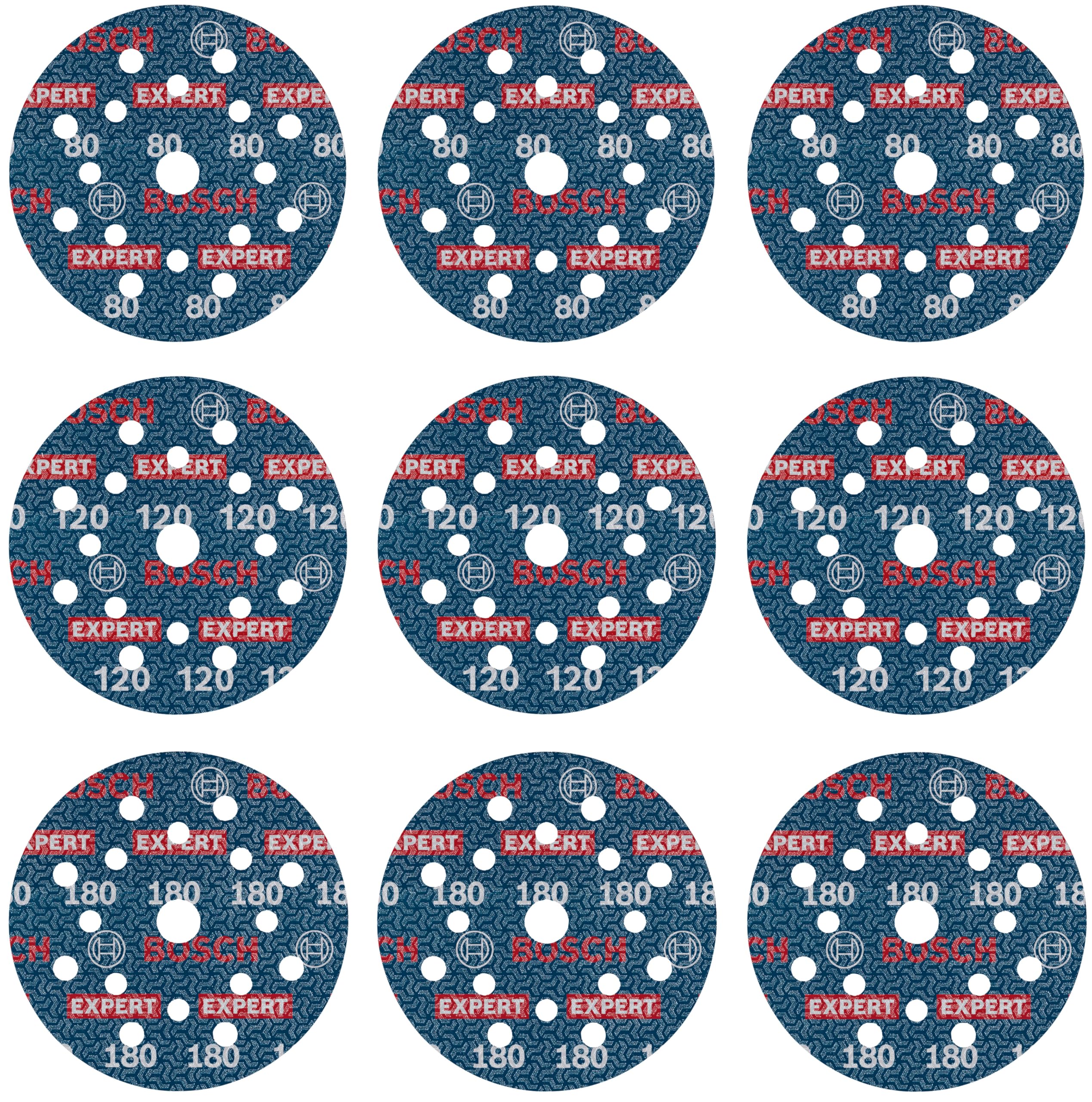 Bosch EXPERT O780 disques film 125 mm grains 80-180 x9