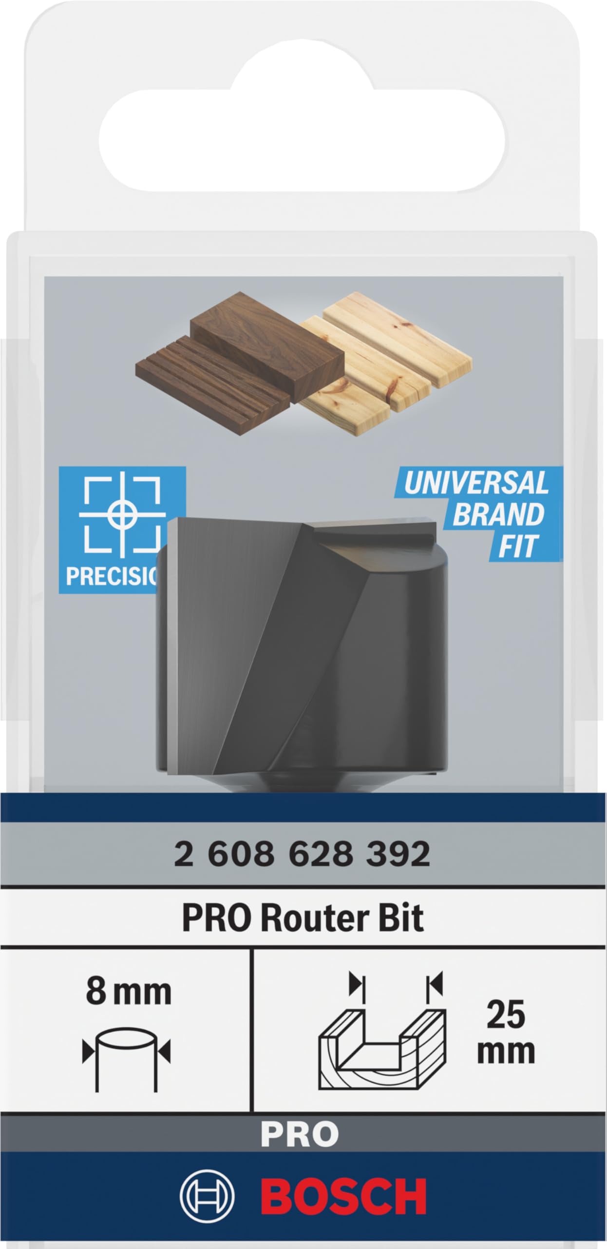 Bosch PRO fraise à rainurer droite Ø25 mm queue 8 mm bois