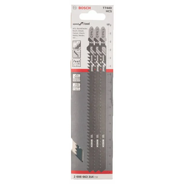 Bosch T744D Lames Scie Sauteuse Speed Wood 180 mm 3 pcs
