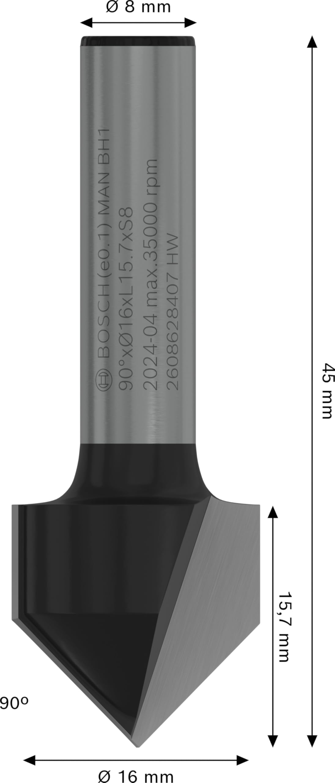 Bosch PRO Fraise Défonceuse Rainurer V 16 mm
