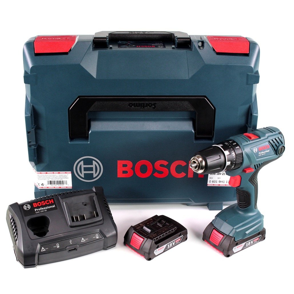 Bosch GSB 18V-21 perceuse percussion 18V 2x2Ah L-Boxx