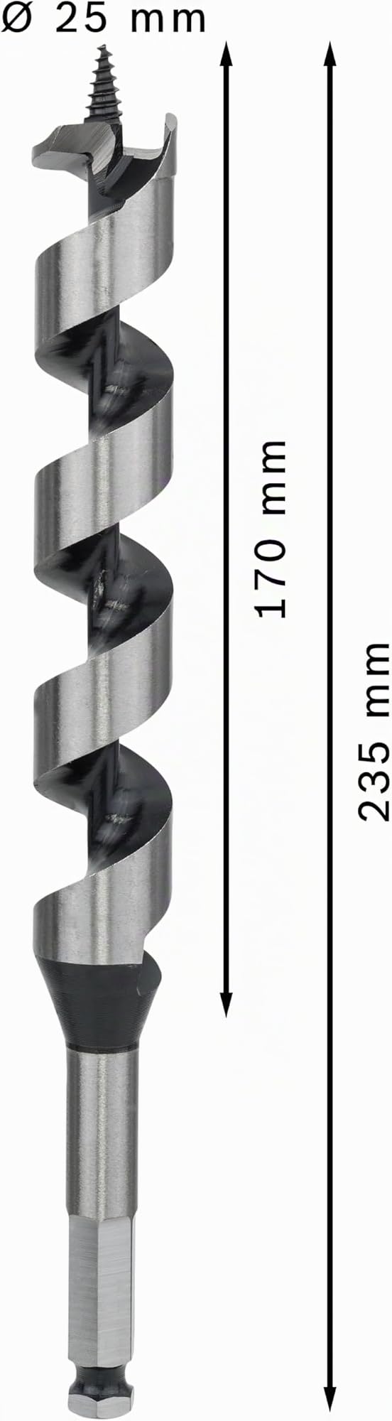 Bosch mèche bois hélicoïdale 25 mm 235 mm six pans