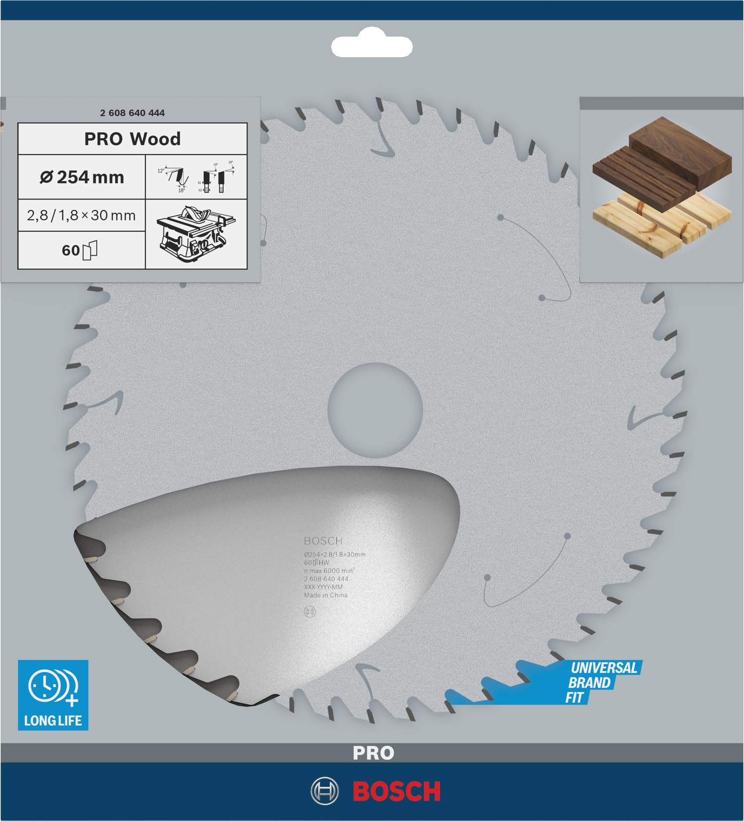 Bosch PRO Wood Lame circulaire 254x30 mm 60 dents bois