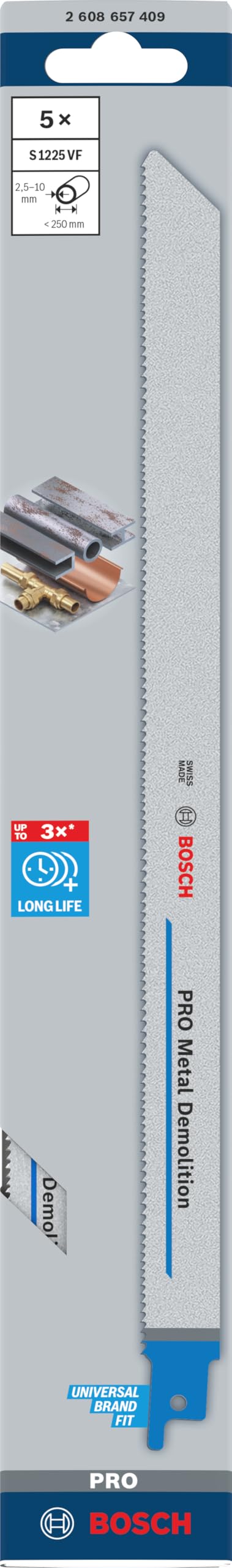 Bosch PRO S1225VF lame scie sabre métal 300 mm lot 5