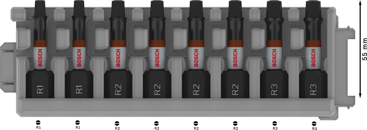 Bosch PRO R Impact Embouts Robertson R1 R2 R3 8 pcs