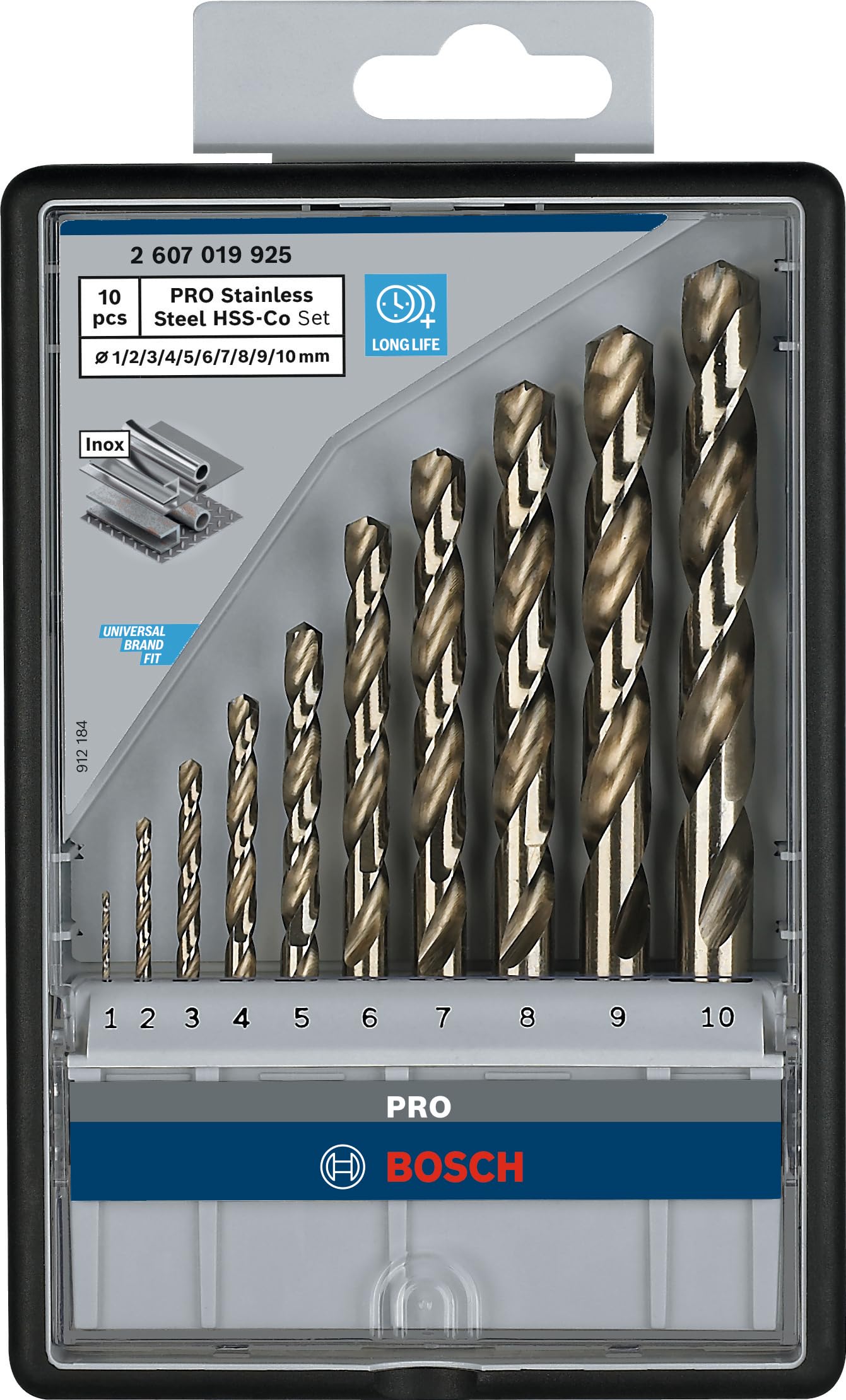 Bosch Forets coffret PRO Inox HSS-Co 10 pces 1-10 mm
