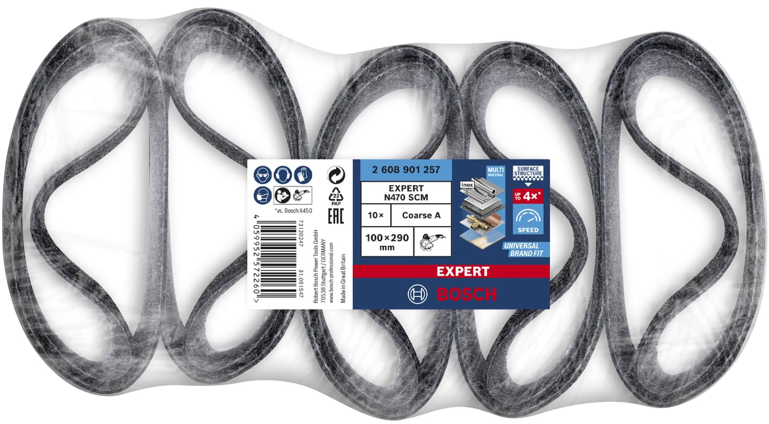 Bosch Expert N470 manchon abrasif 100x290 gros x10 métal