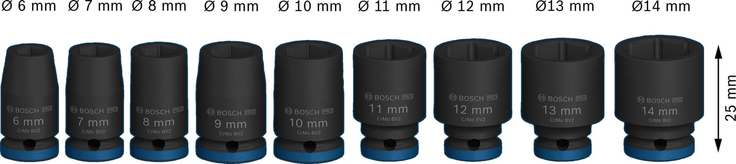 Bosch PRO Impact coffret douilles 9 pcs 1/4" vissage