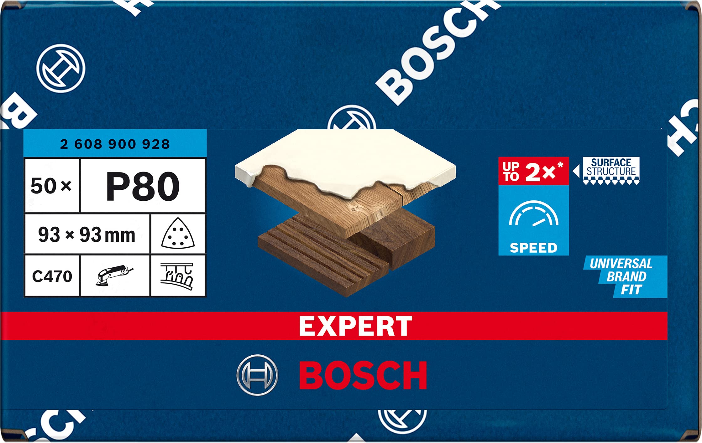 Bosch Expert C470 feuille abrasive delta 93 mm G80 lot 50