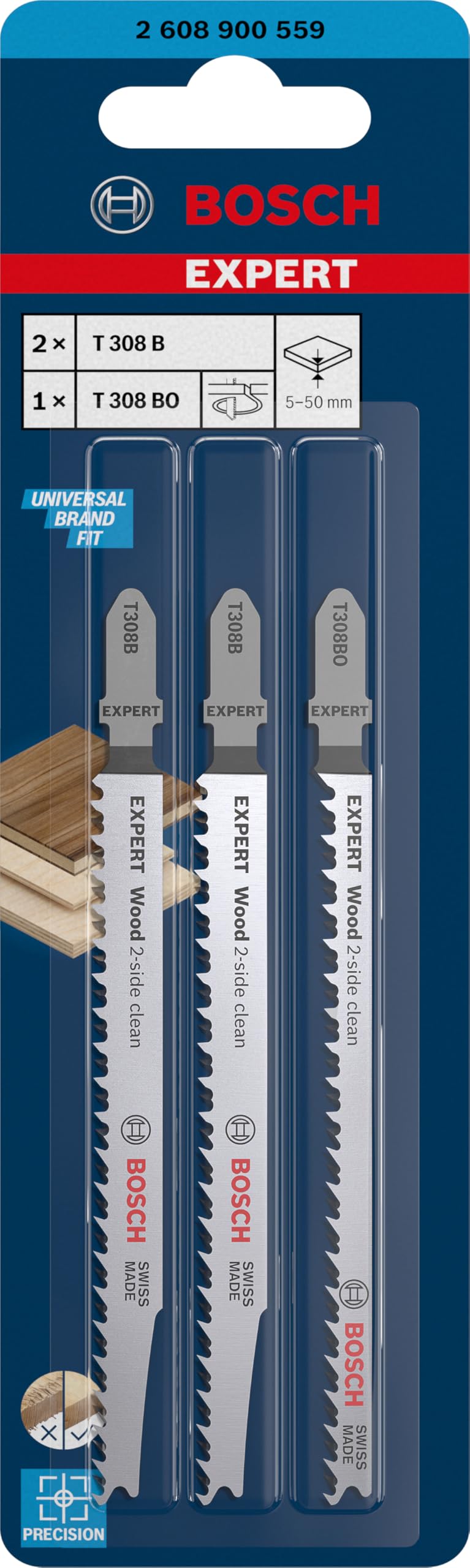 Bosch Expert Wood 2-Side Clean 3 lames T308B/BO 117 mm