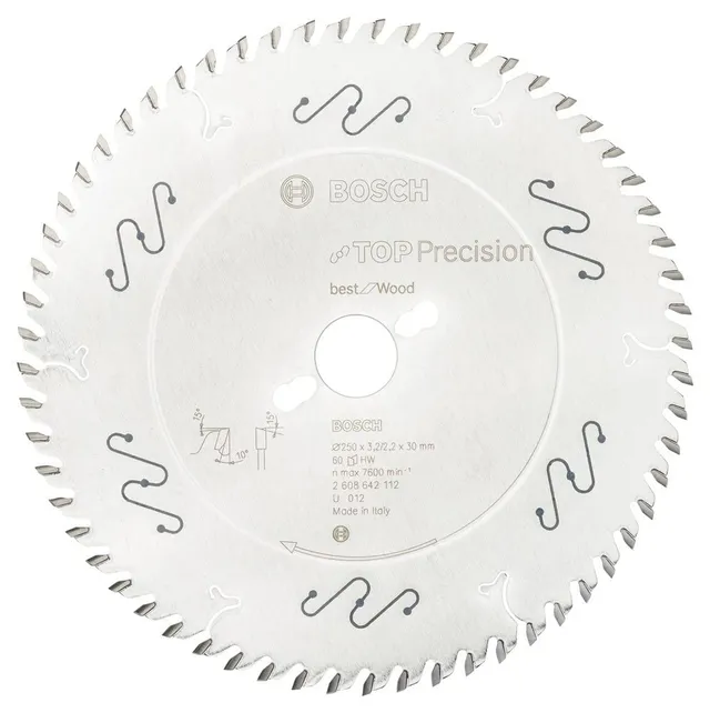 Bosch Top Precision Lame Scie Circulaire 250x30mm 60 Dents Bois