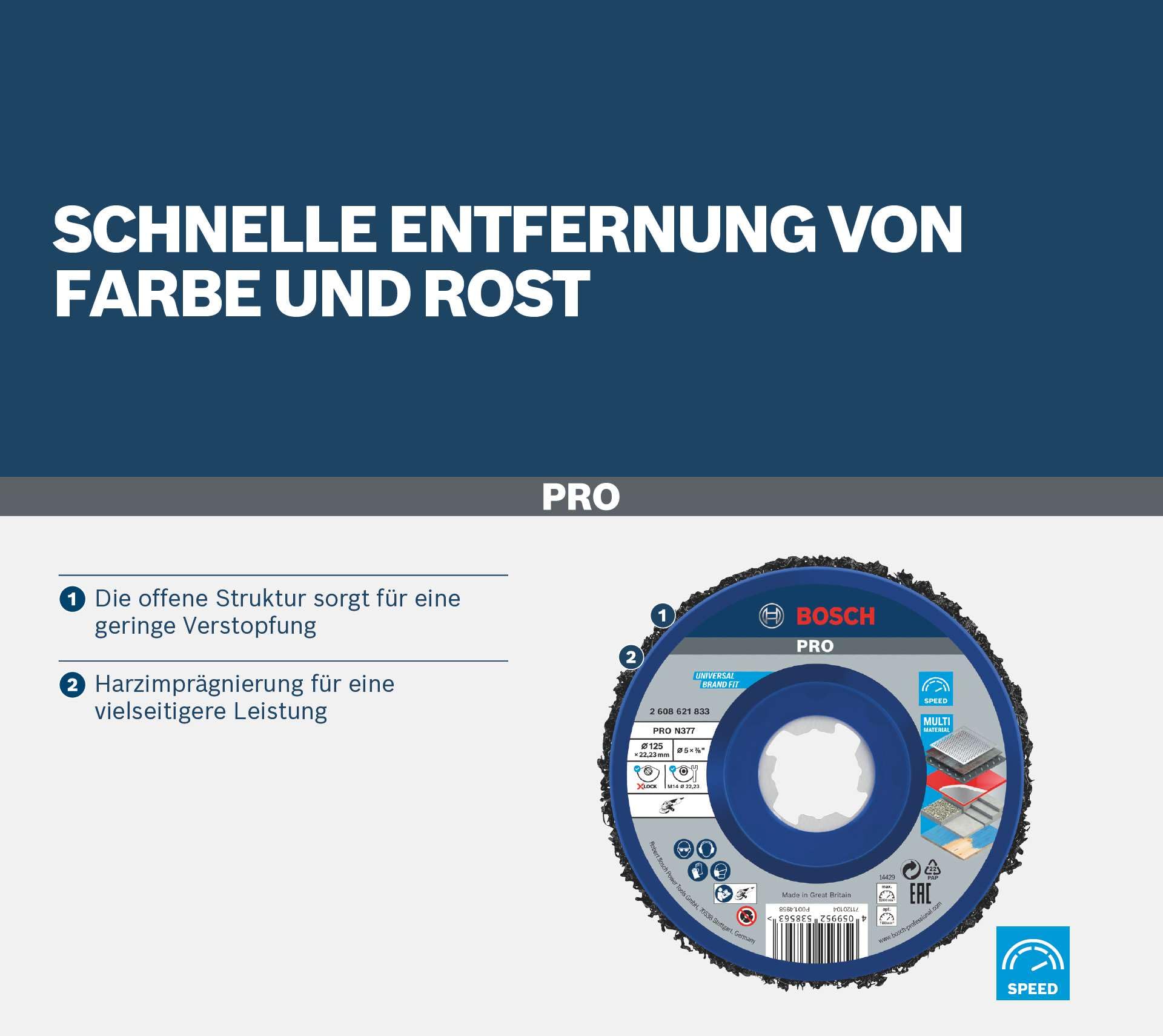 Bosch PRO N377 disque nettoyage 125 mm multi-matériau