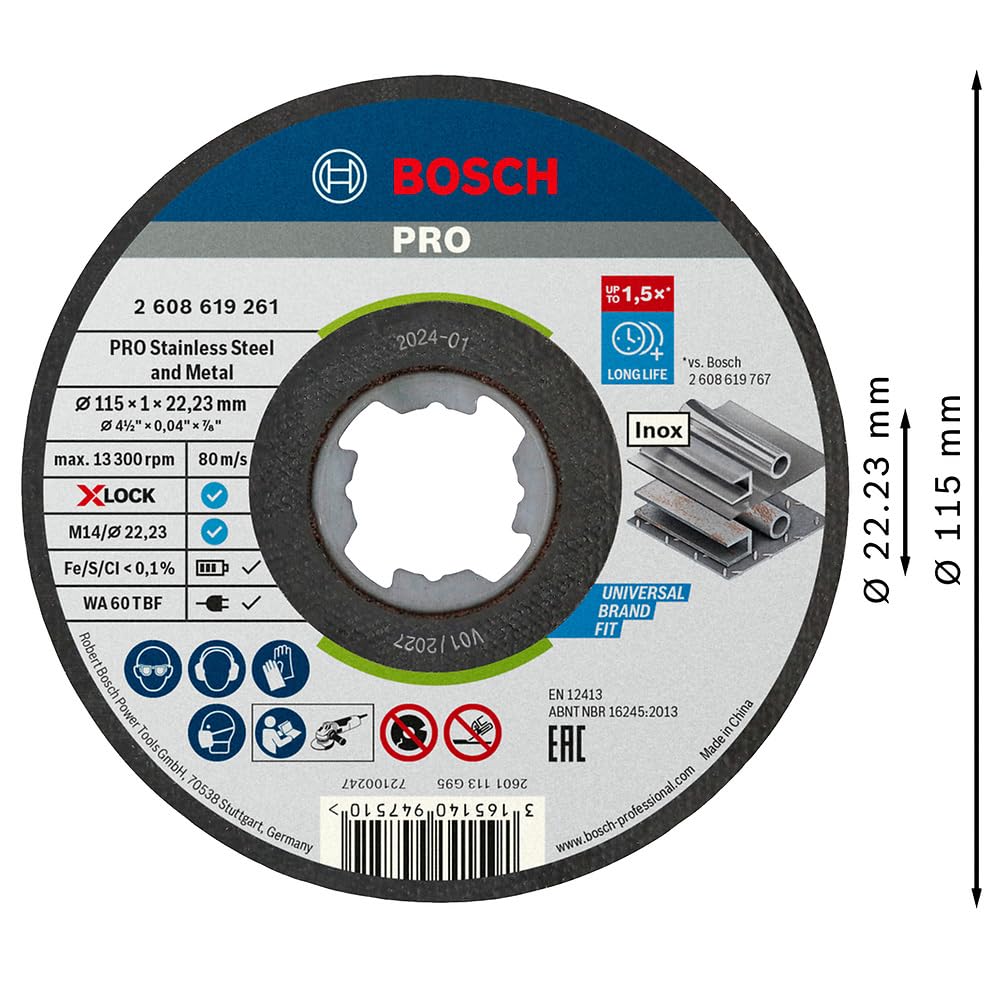 Bosch Standard Inox disque à tronçonner 115 mm X-LOCK