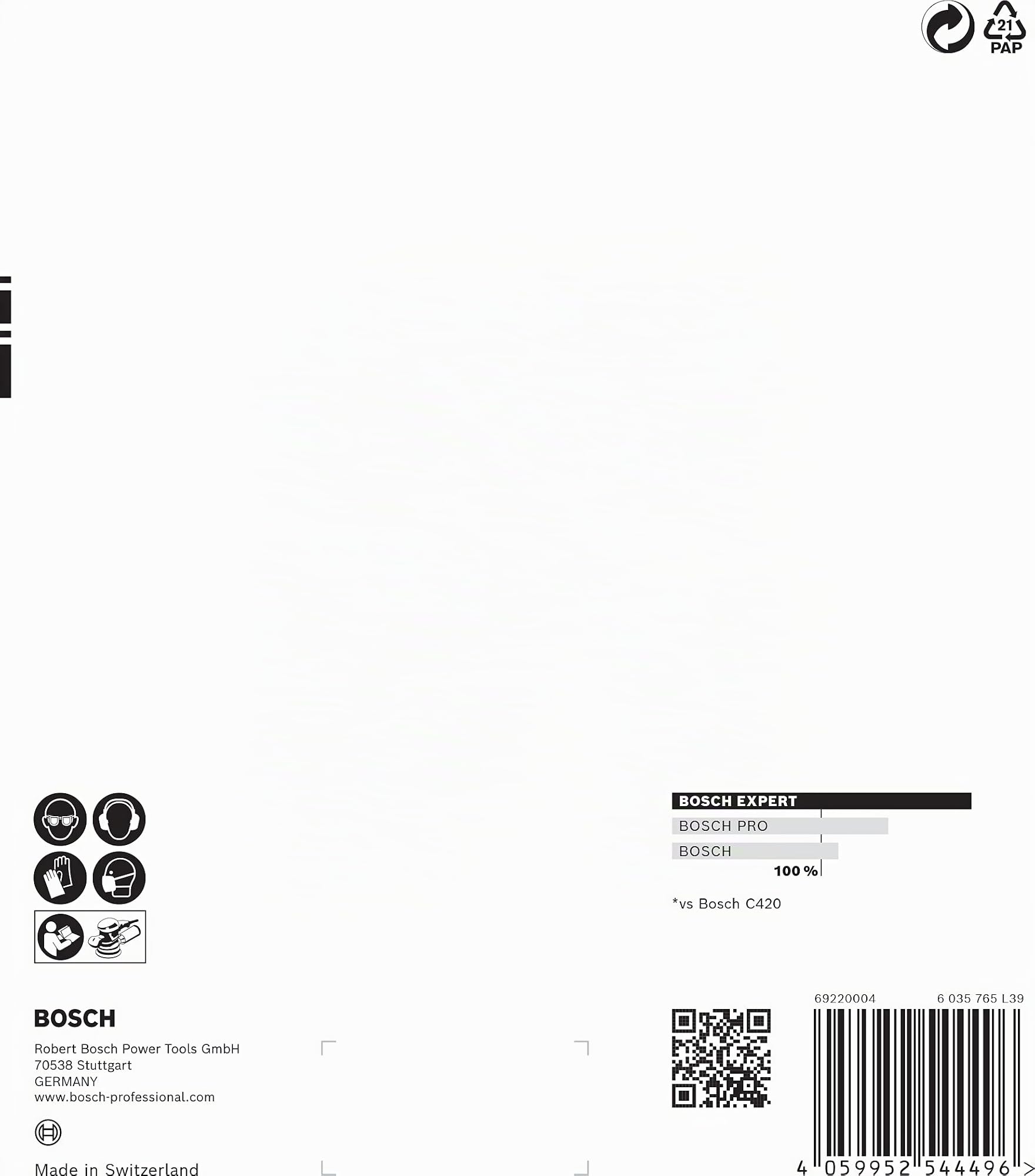 Bosch EXPERT C470 feuilles abrasives 150 mm G60/120/240 x6