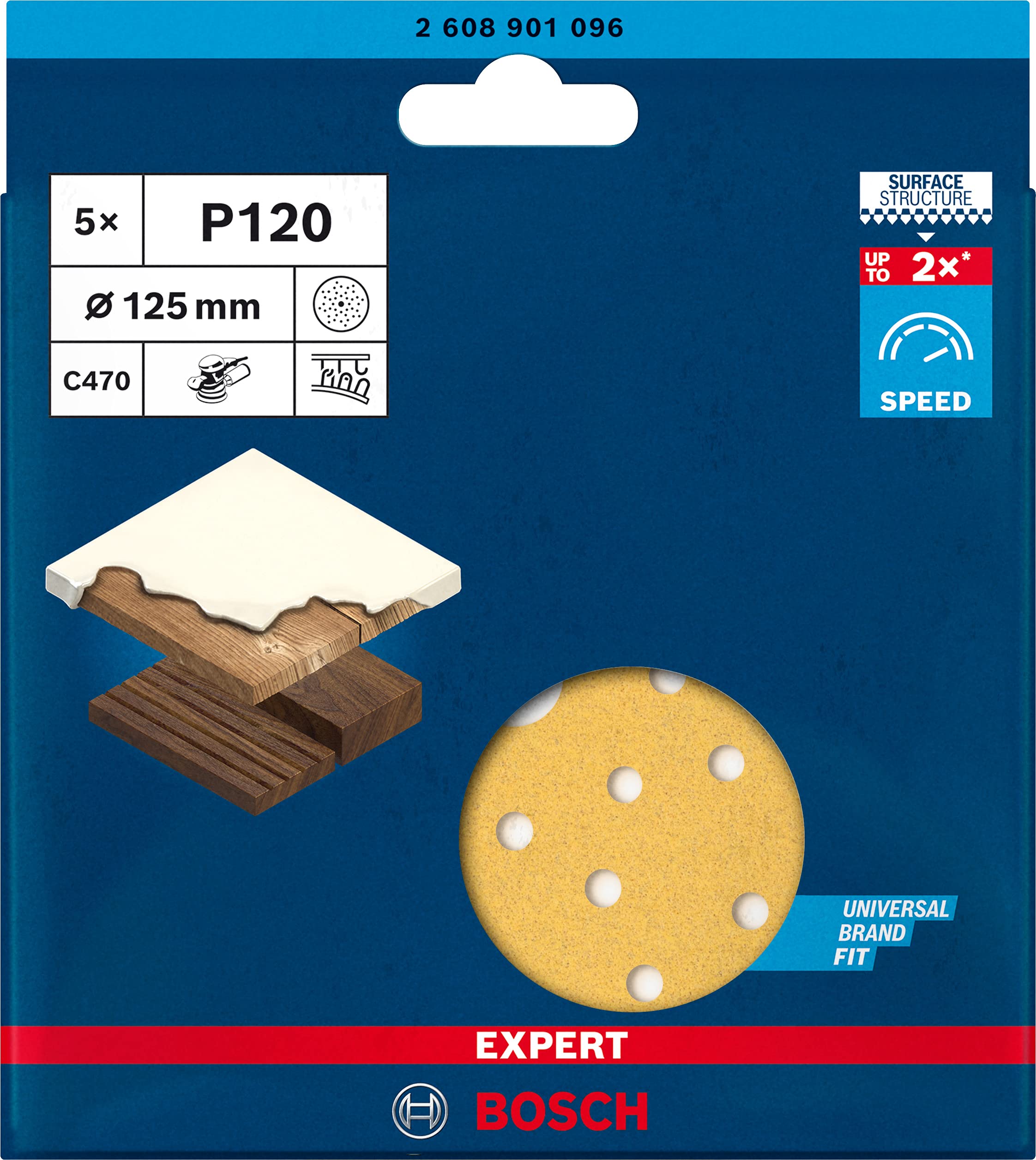 Bosch Expert C470 feuilles abrasives 125 mm G120 x5