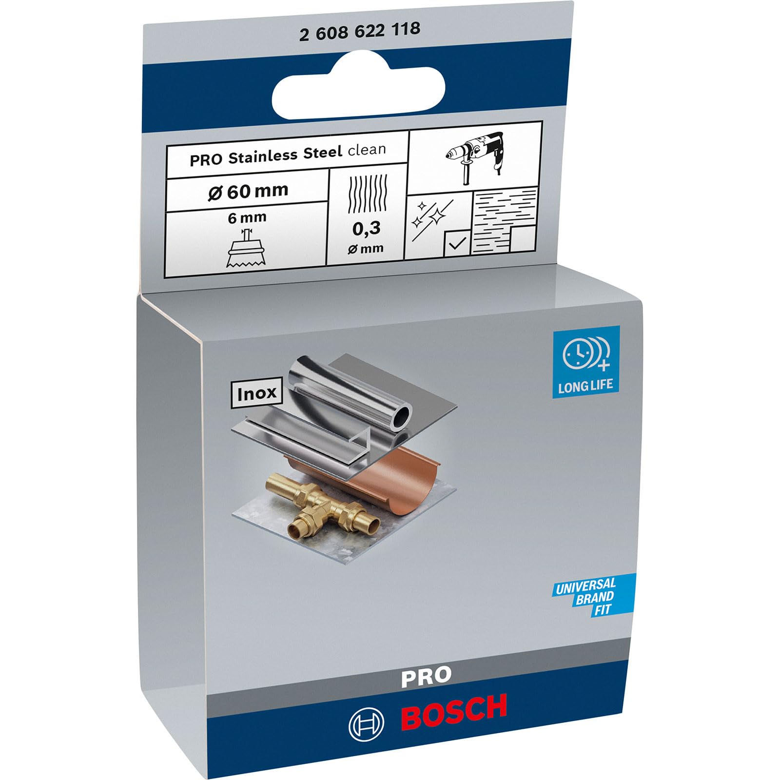 Bosch brosse boisseau 60 mm inox 0,3 mm