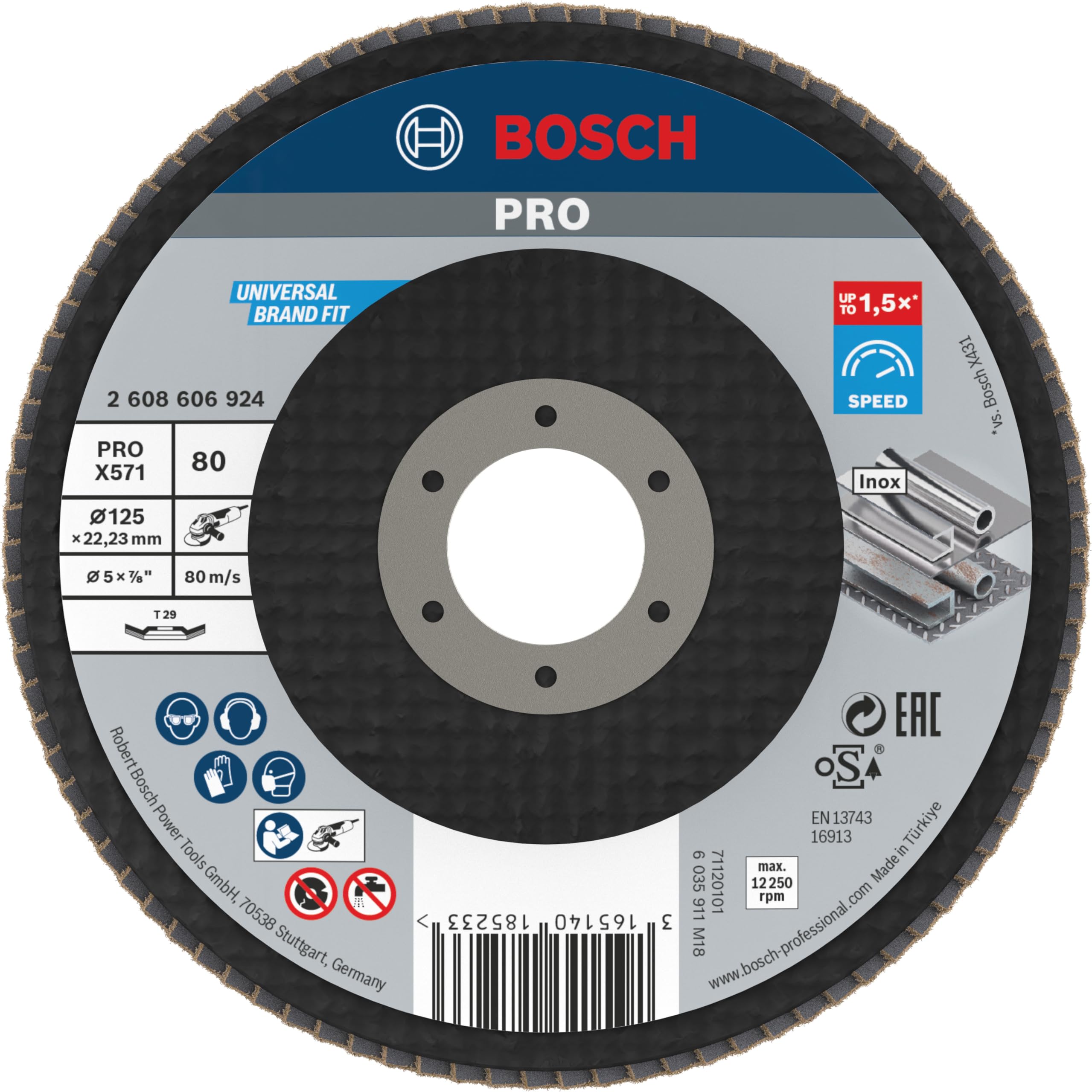 Bosch PRO X571 disque à lamelles 125 mm grain 80 inox