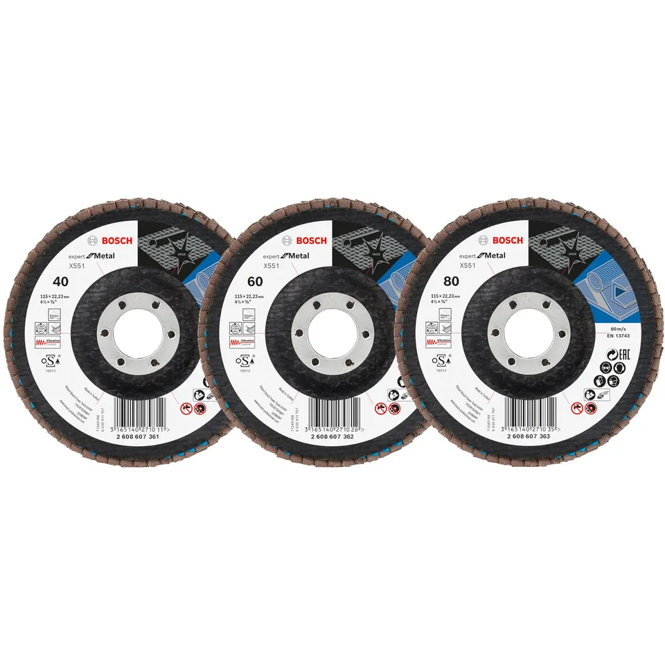 Bosch X551 disques à lamelles 115 mm 40/60/80 x3