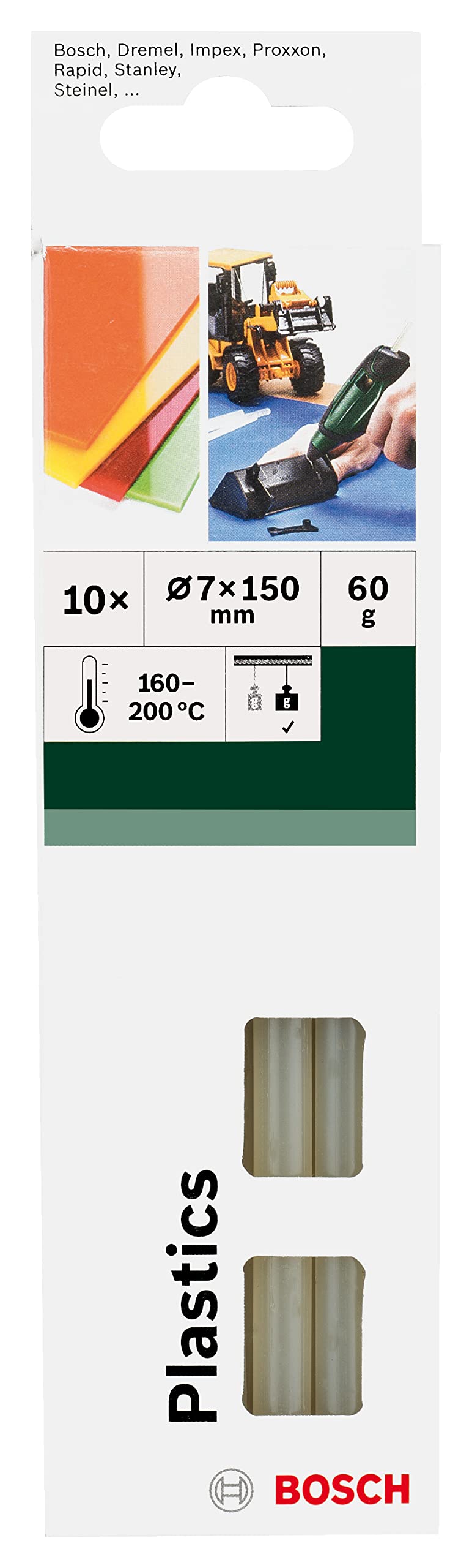 Bosch Tube de colle plastique 7x150 mm pour pistolet