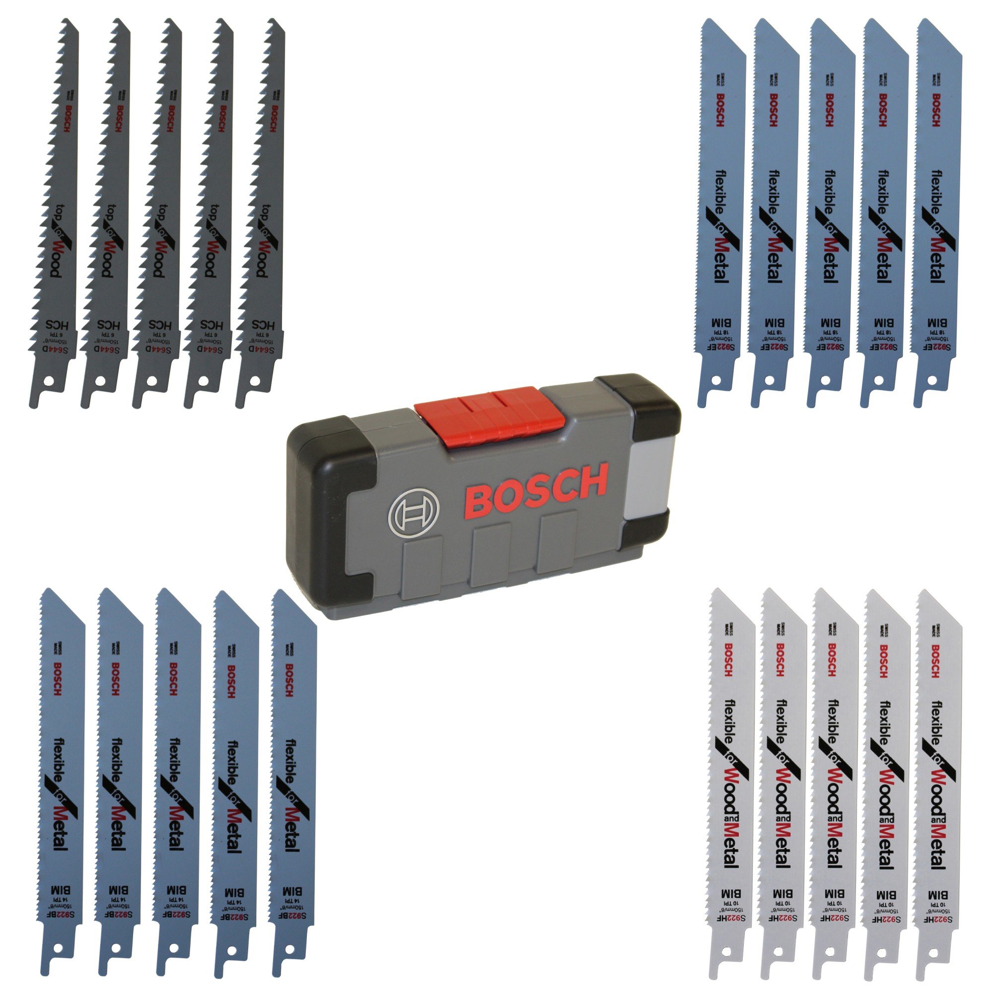 Bosch Set 15 lames scie sabre bois métal ToughBox