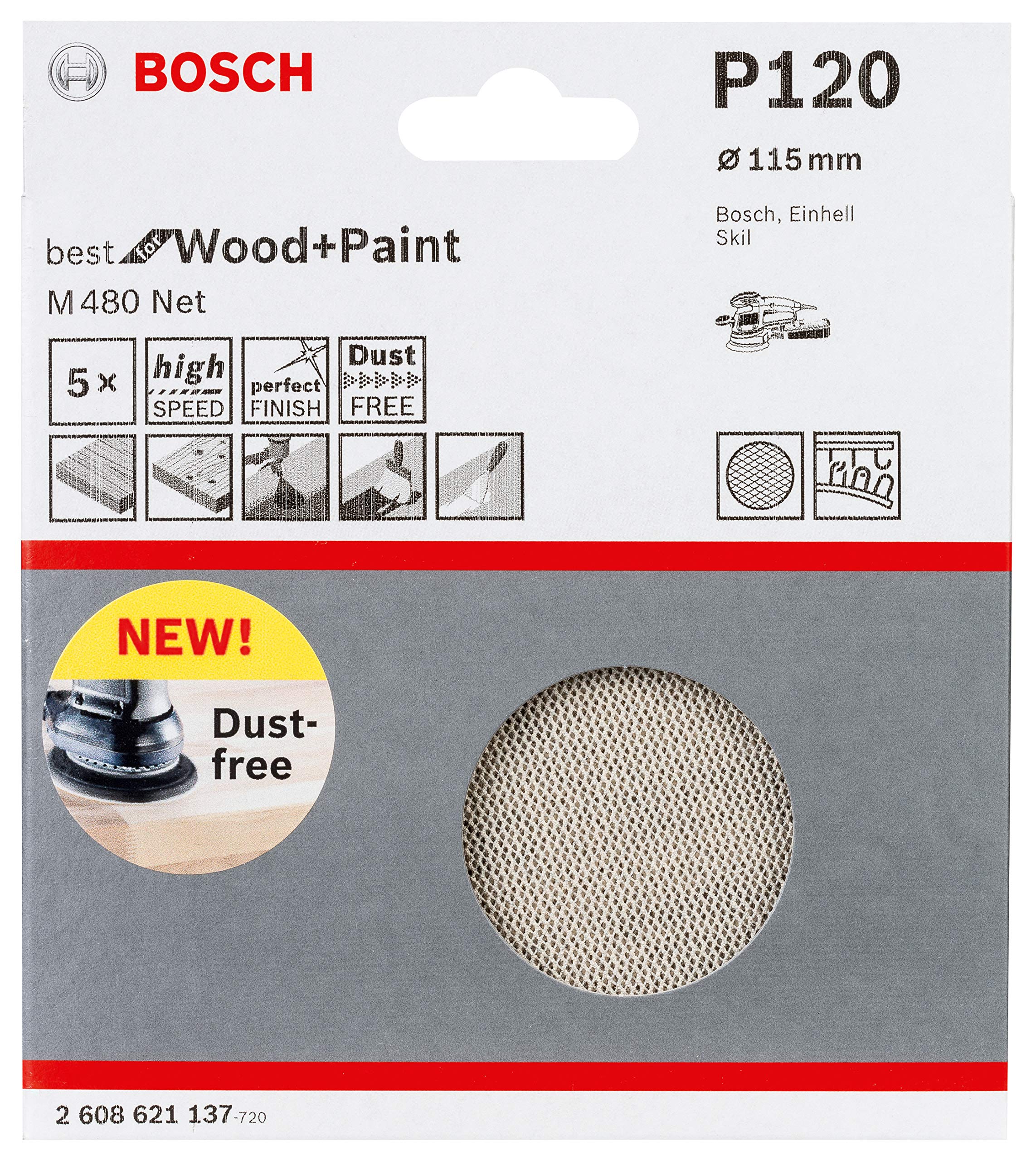 Bosch EXPERT M480 abrasifs réticulés 125 mm grain 240 x5