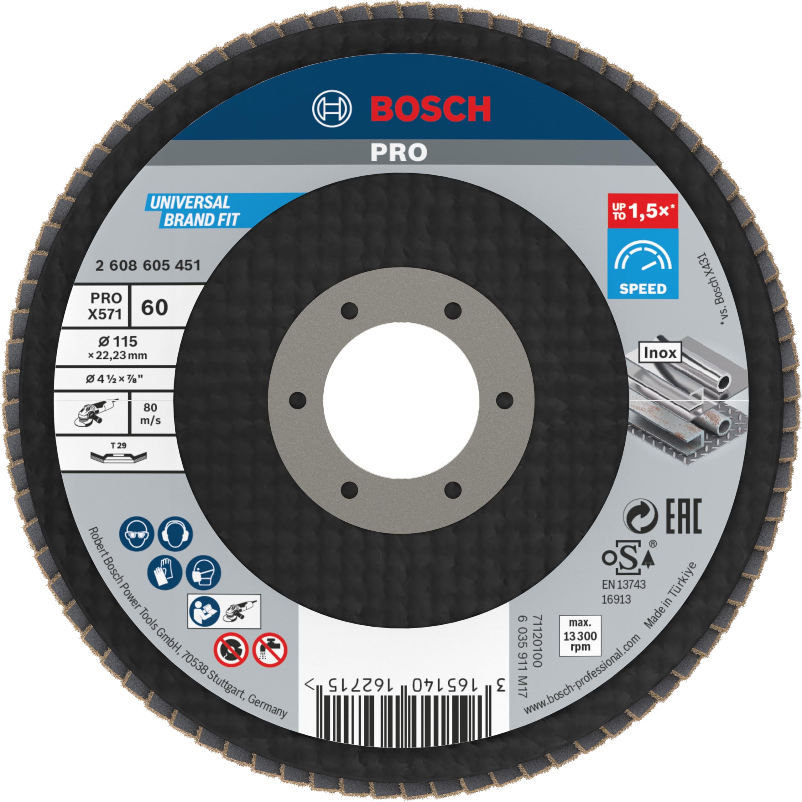 Bosch PRO X571 disque à lamelles 125 mm grain 80 inox