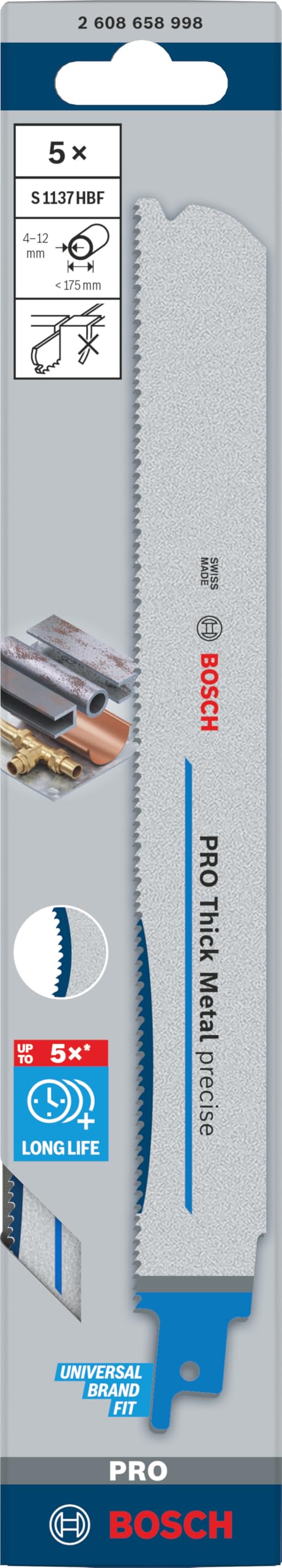 Bosch PRO S1137HBF Lames scie sabre 225mm 5pcs métal
