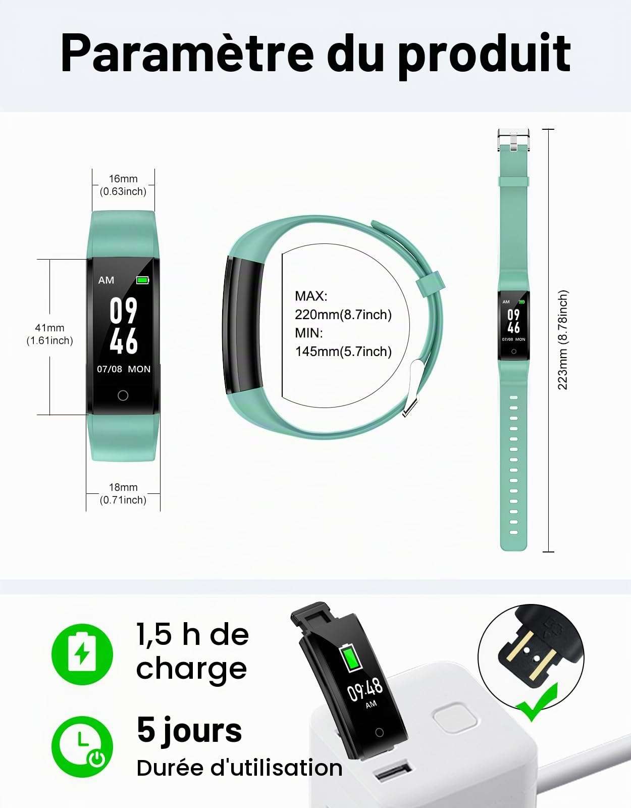 GRV montre podomètre non connectée IP68 compteur pas