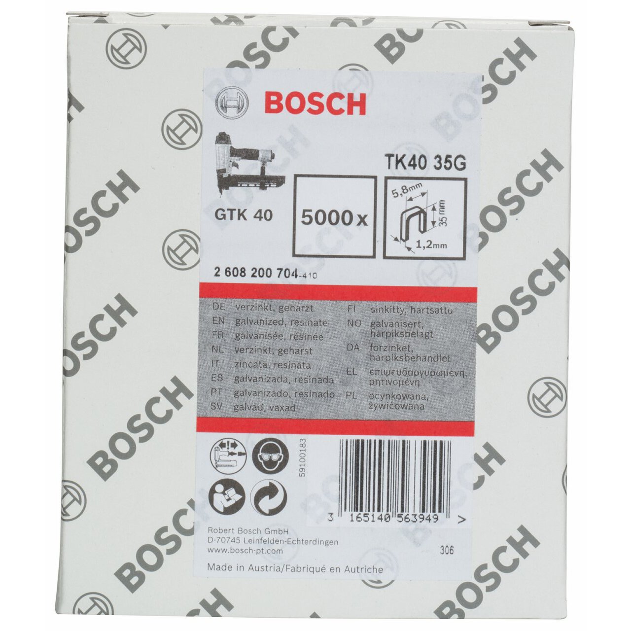 Bosch PRO NC18 agrafes à tête étroite 35 mm lot 5000