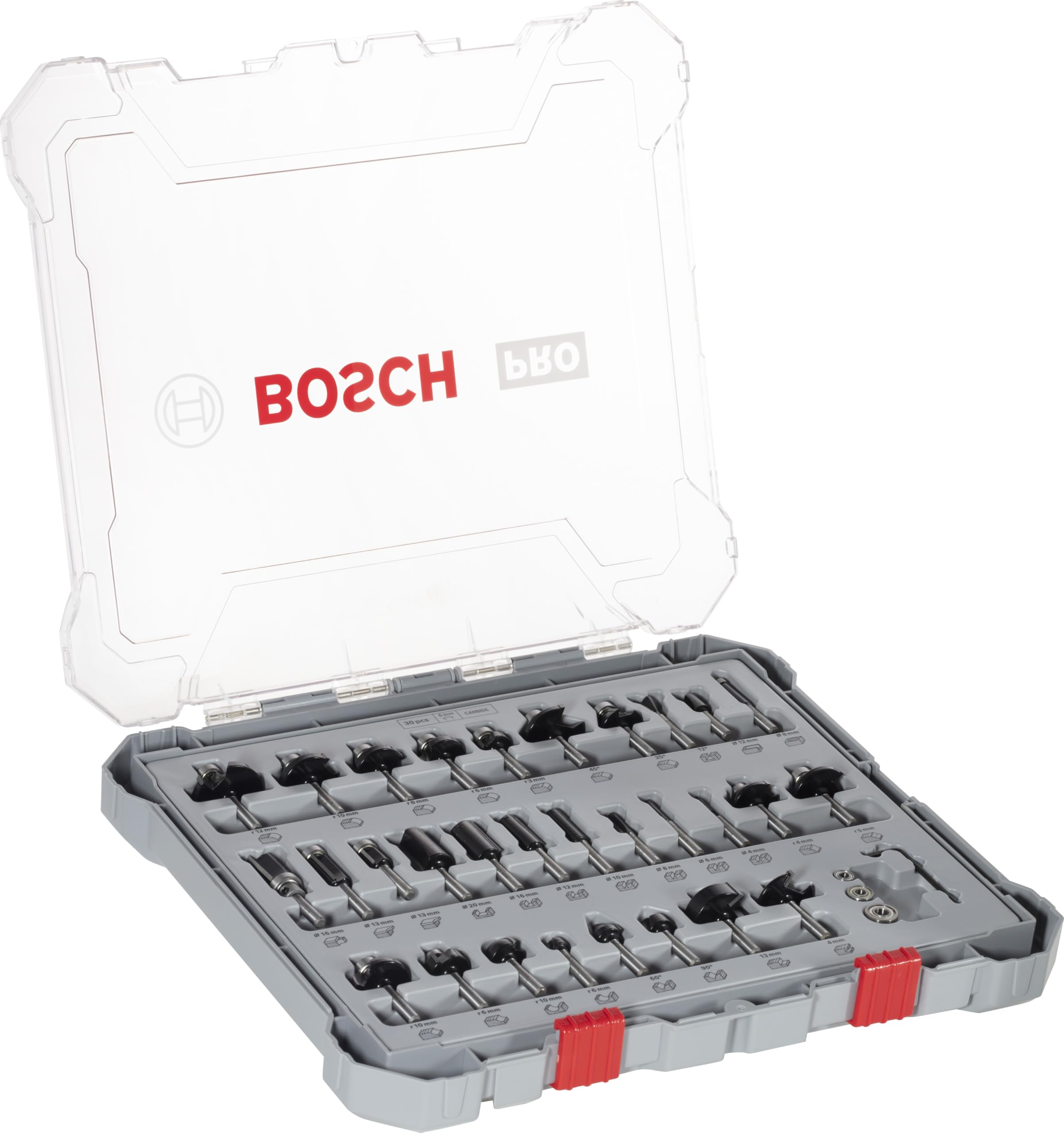 Bosch PRO kit fraises mixtes 30 pièces queue 6 mm bois