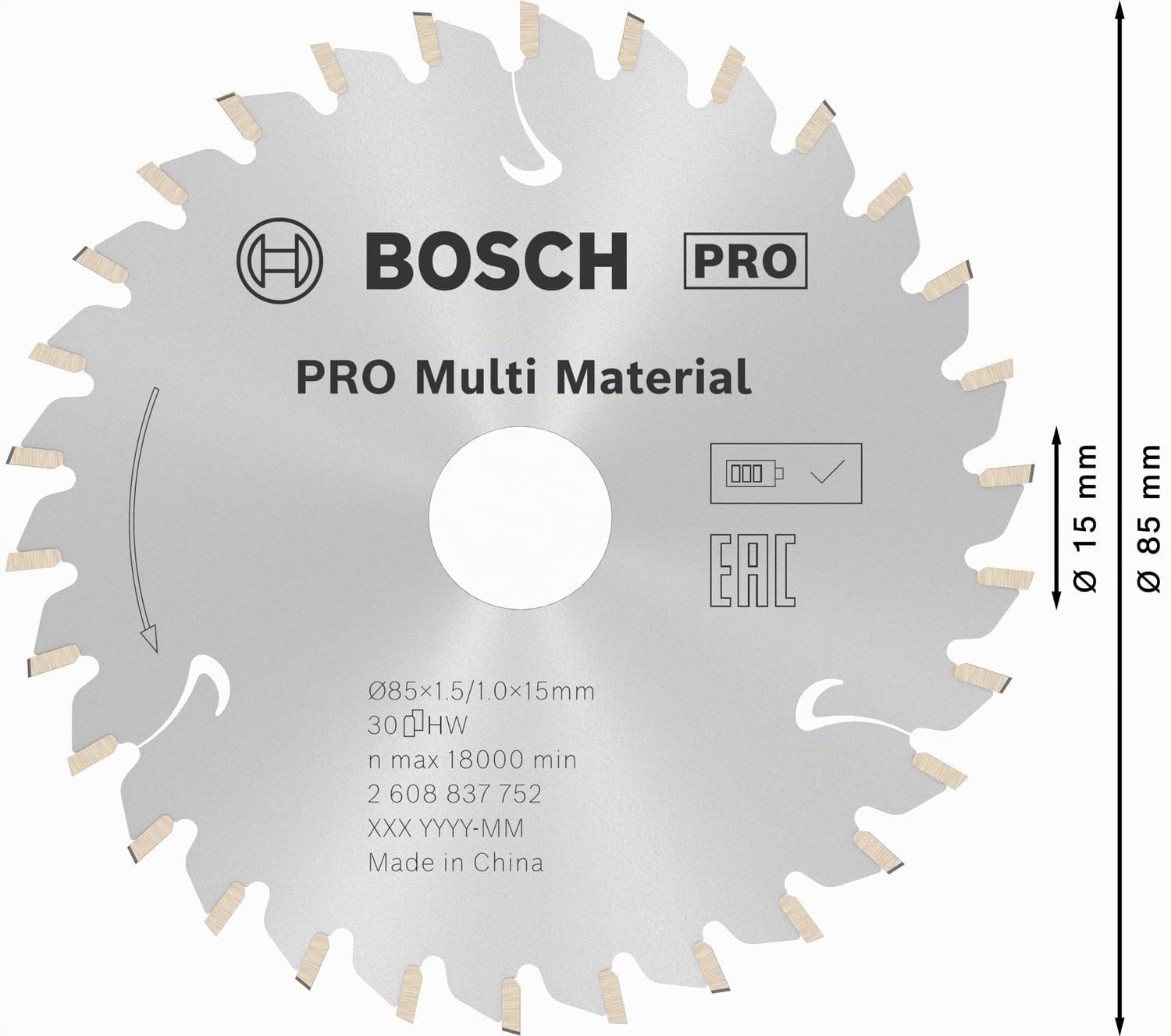 Bosch Standard Multi Material lame scie circulaire 85 mm 30 dents