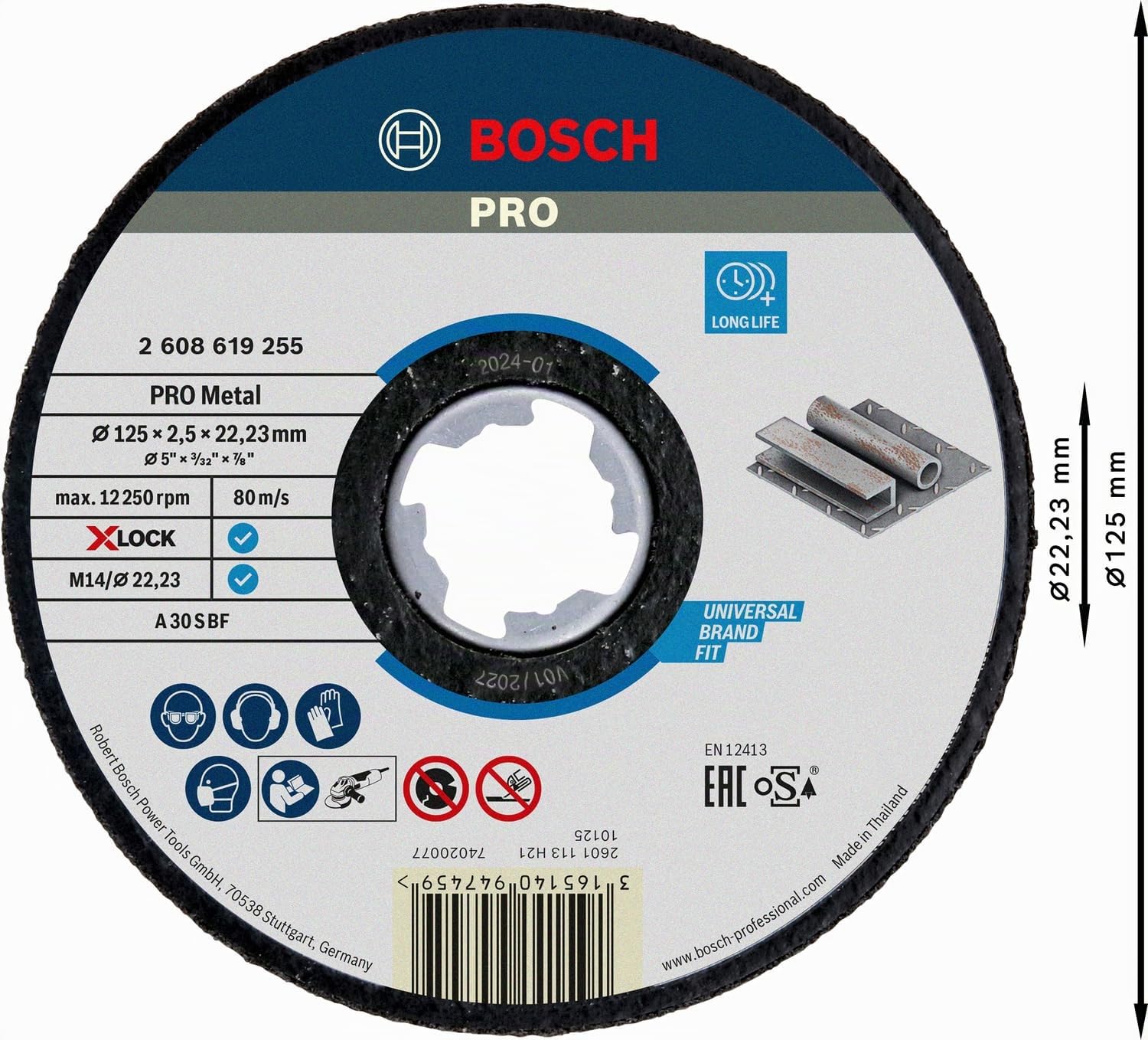Bosch PRO Disque À Tronçonner Métal 125 mm X-Lock