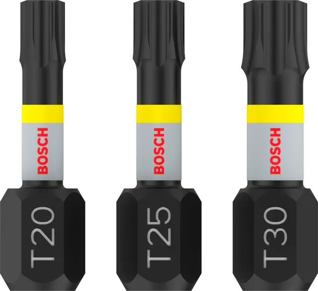 Bosch PRO Lot 3 Embouts Torx Impact T20 T25 T30 x25mm