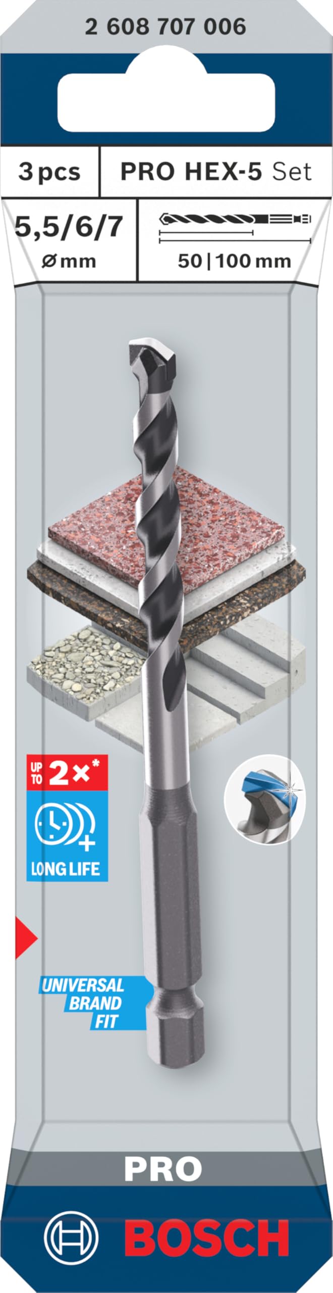 Bosch Forets PRO HEX-5 lot 3 forets béton 5,5 6 7 mm