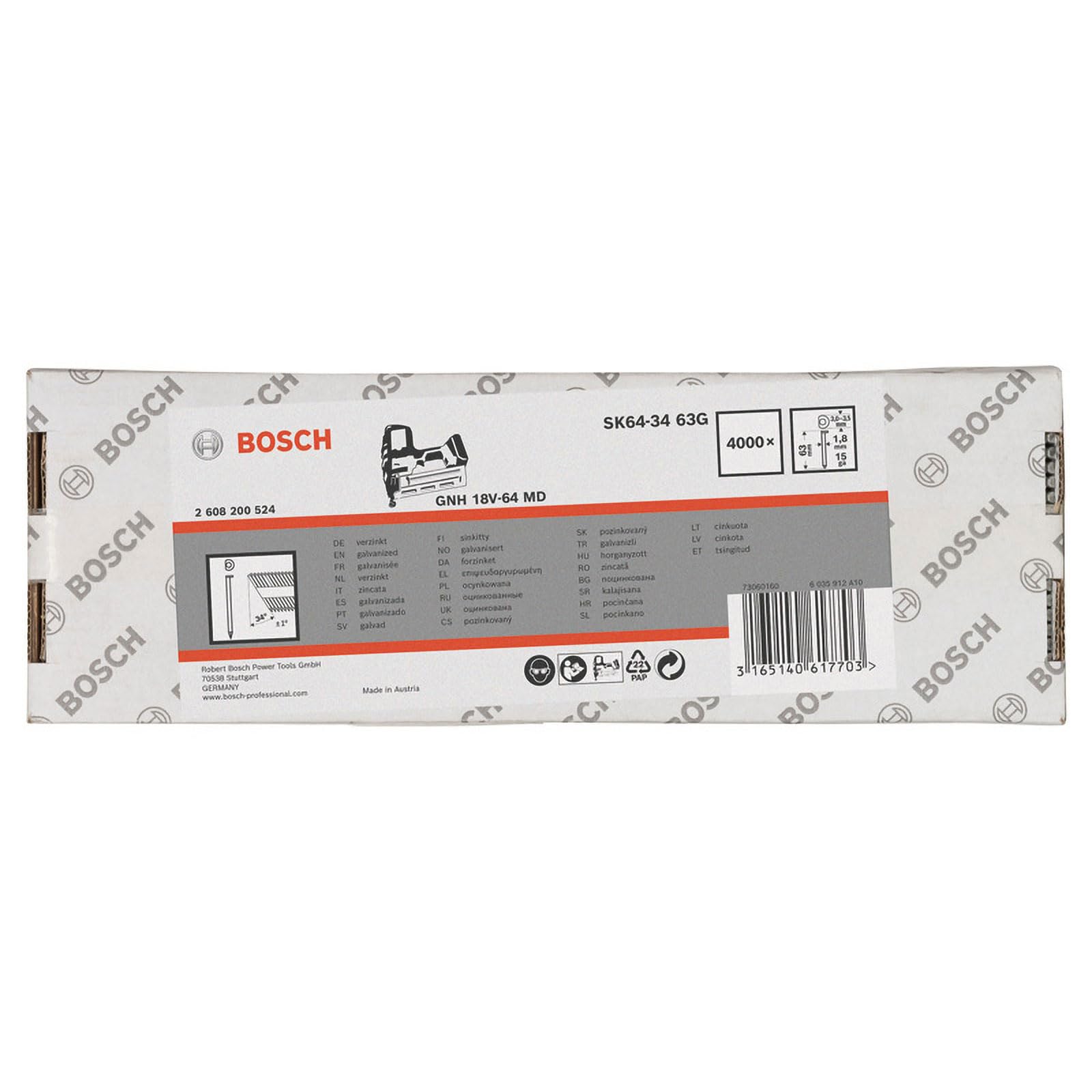 Bosch 2608200524 pointes 63 mm galvanisé tête fraisée