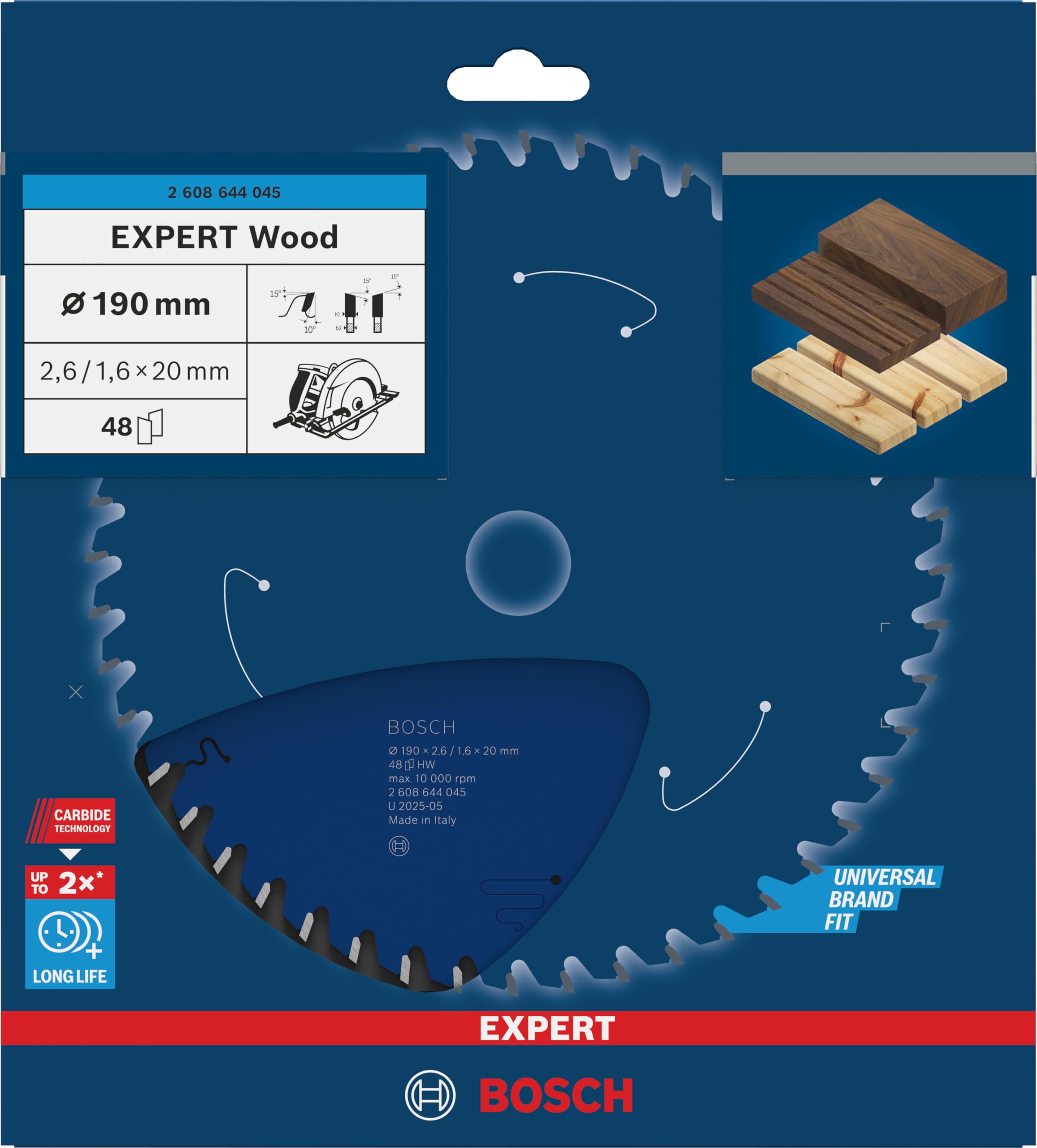 Bosch Expert lame scie circulaire bois 190x20 48 dents