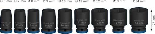 Bosch PRO Impact coffret douilles 9 pcs 1/4" vissage