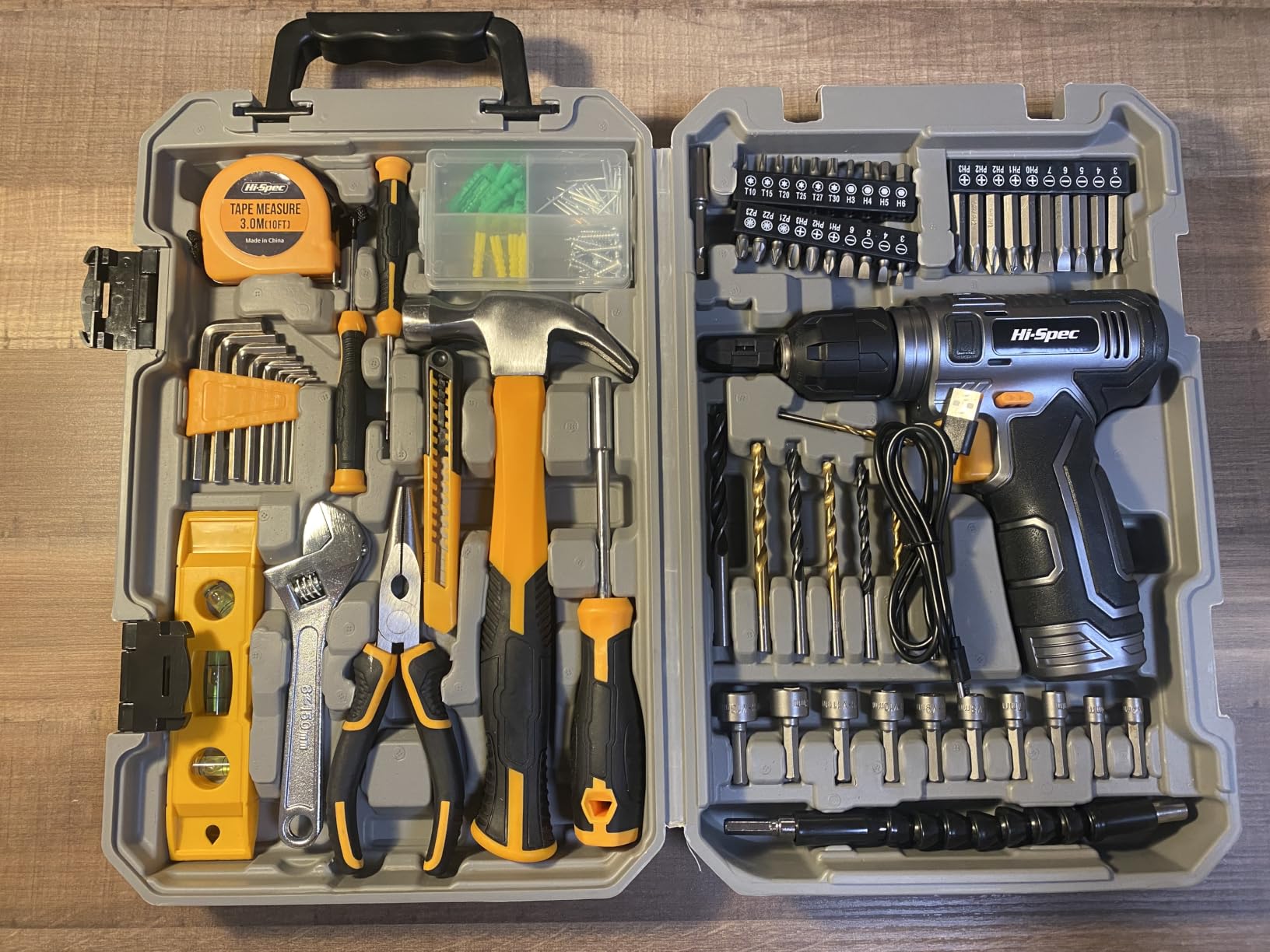 Hi-Spec Kit Outils 130 Pièces Perceuse 8V Gris