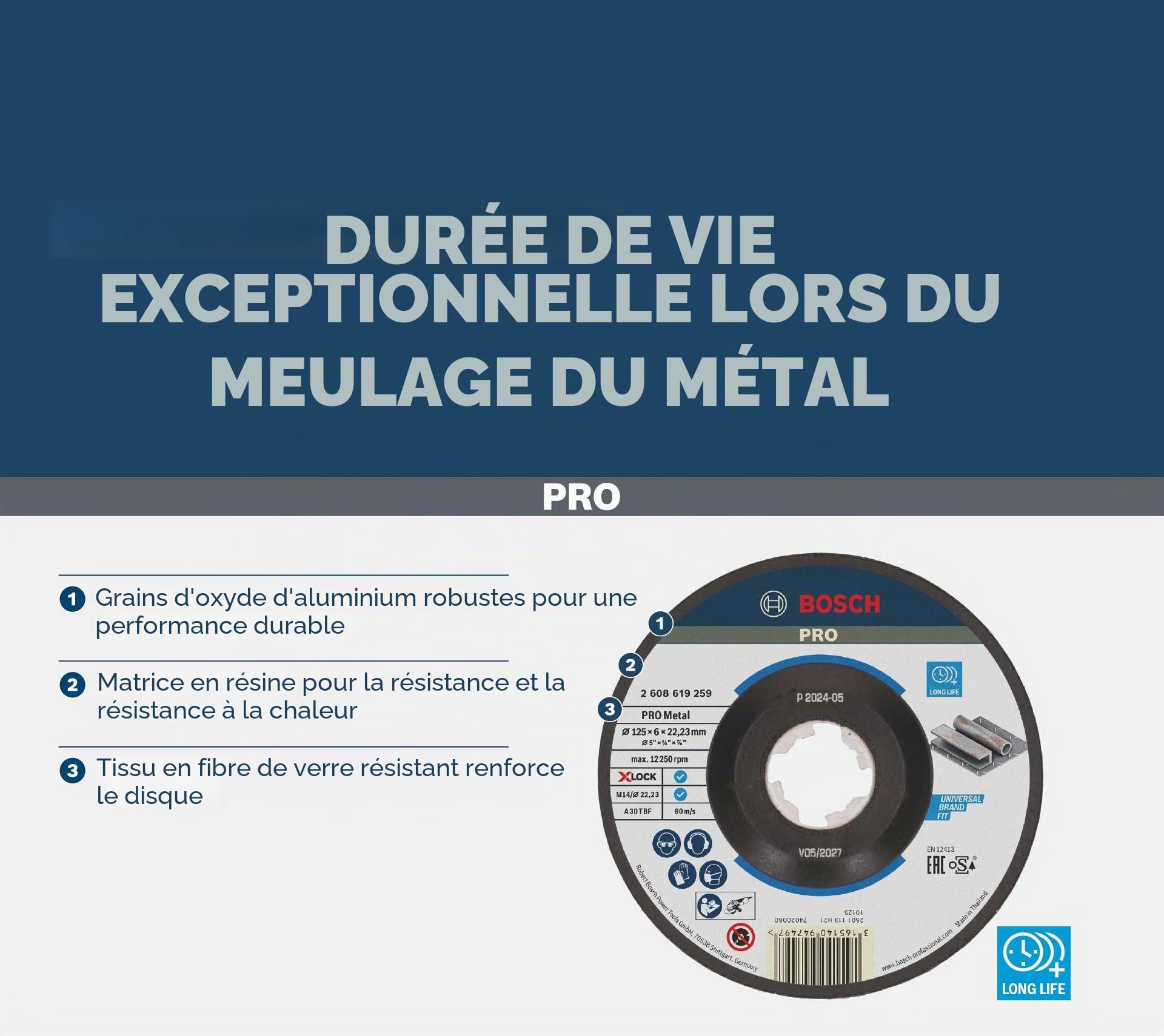 Bosch PRO Metal Disque abrasif 125 mm X-LOCK meulage acier