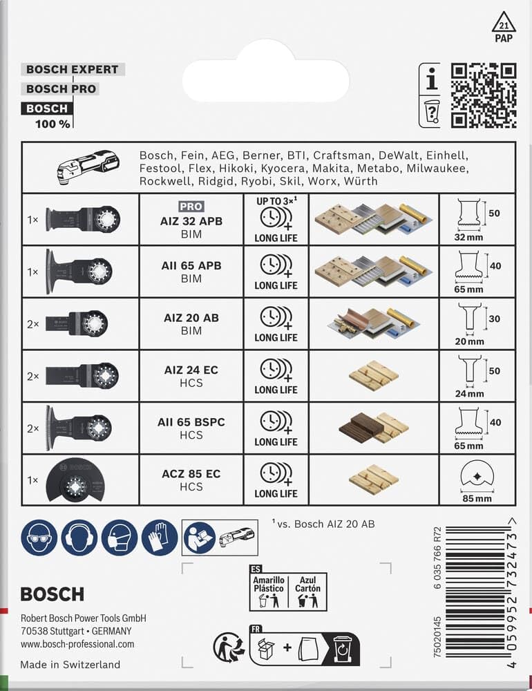 Bosch Wood Soft Metal coffret multifonction 9 lames bois