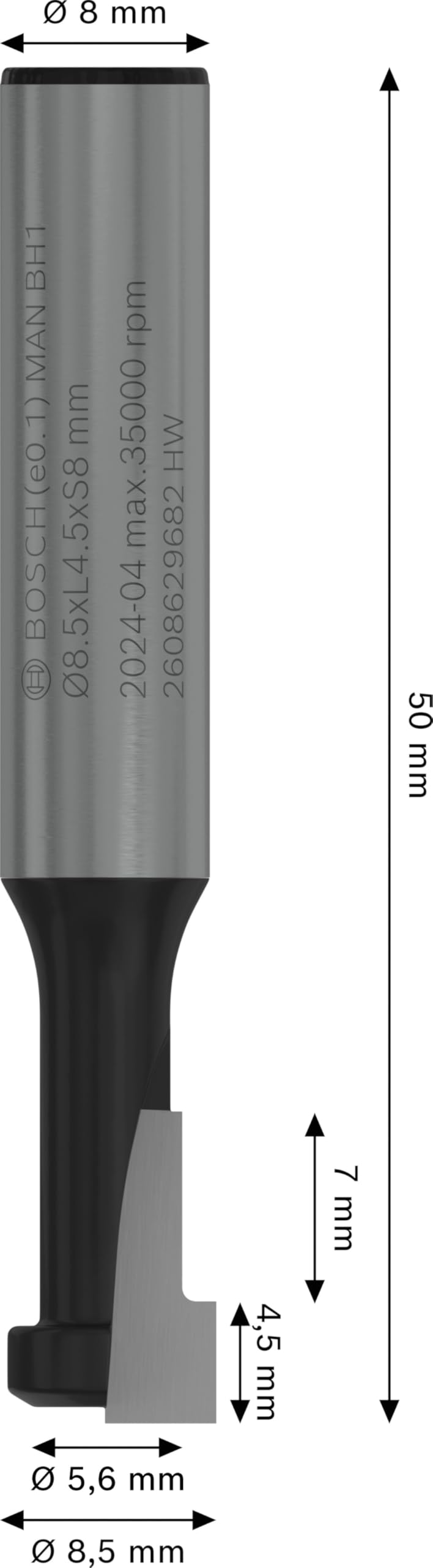 Bosch PRO fraise trou de serrure Ø8,5mm queue 8mm bois