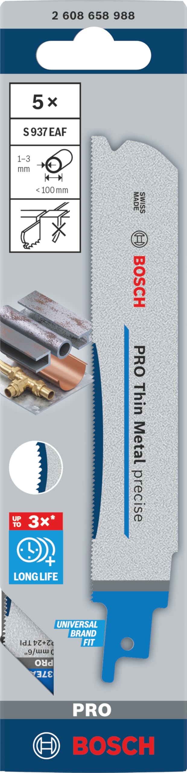 Bosch Pro S937EAF lame scie sabre 150 mm métal fin x5