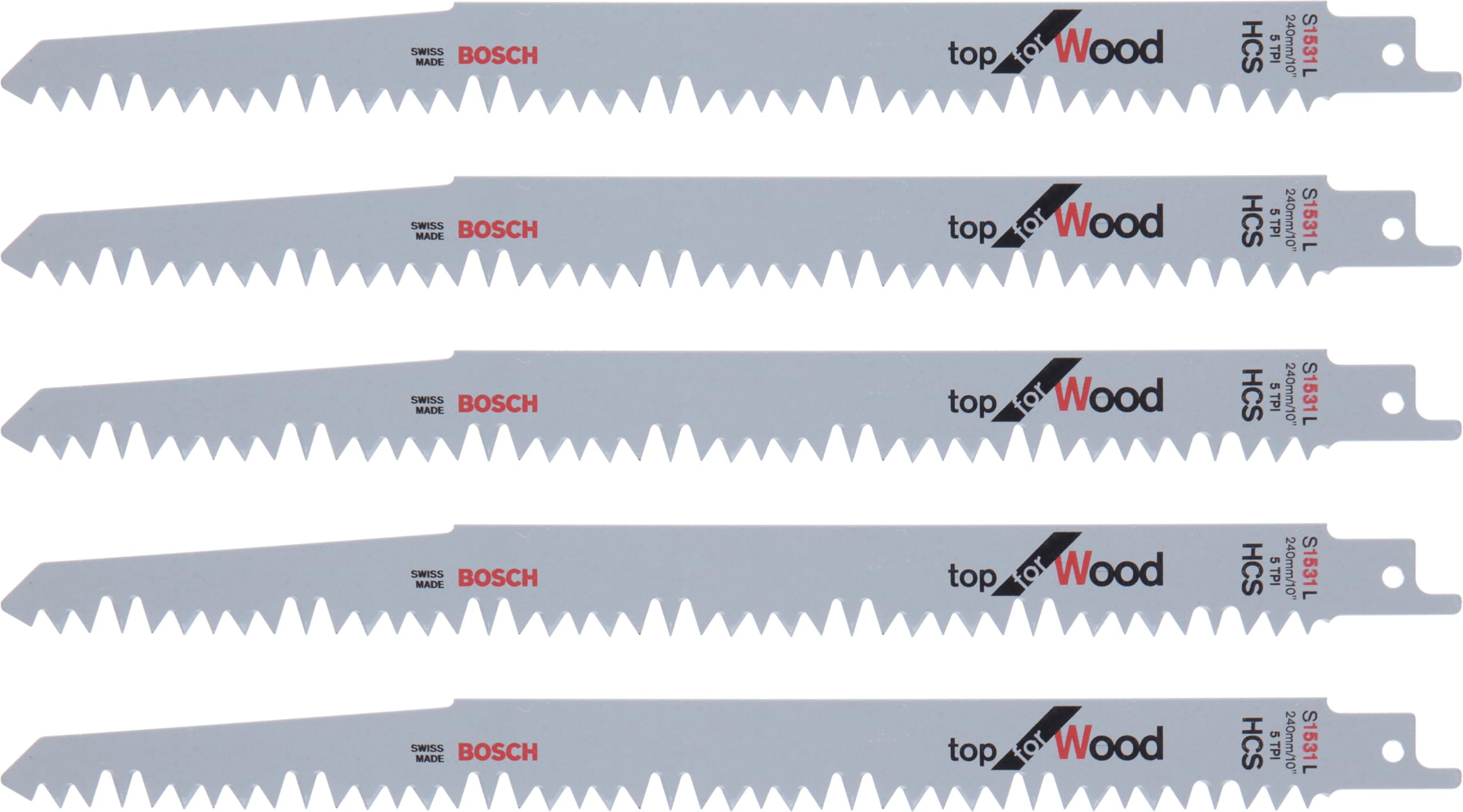 Bosch S 1531 L lames scie sabre bois 240 mm 5 pièces