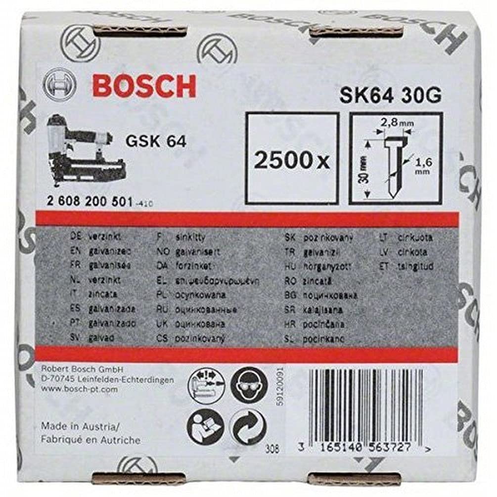 Bosch pointes galvanisées 63 mm x 2 mm lot 2500