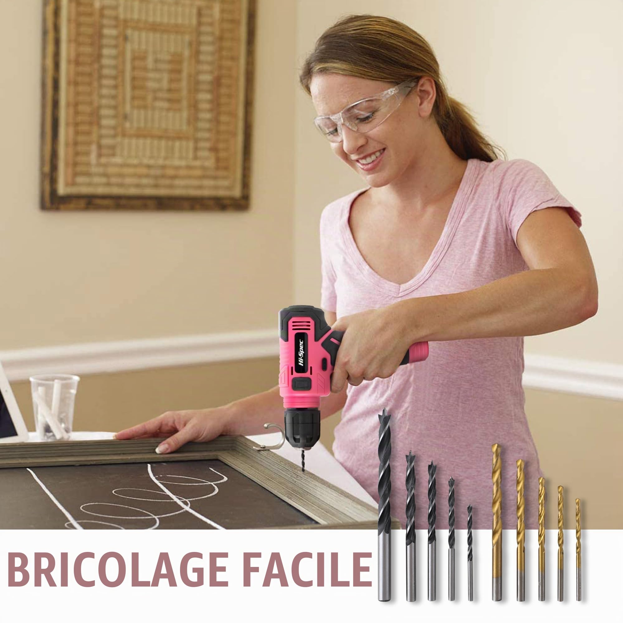 Hi-Spec Drill Drivers perceuse visseuse 8V rose mallette USB