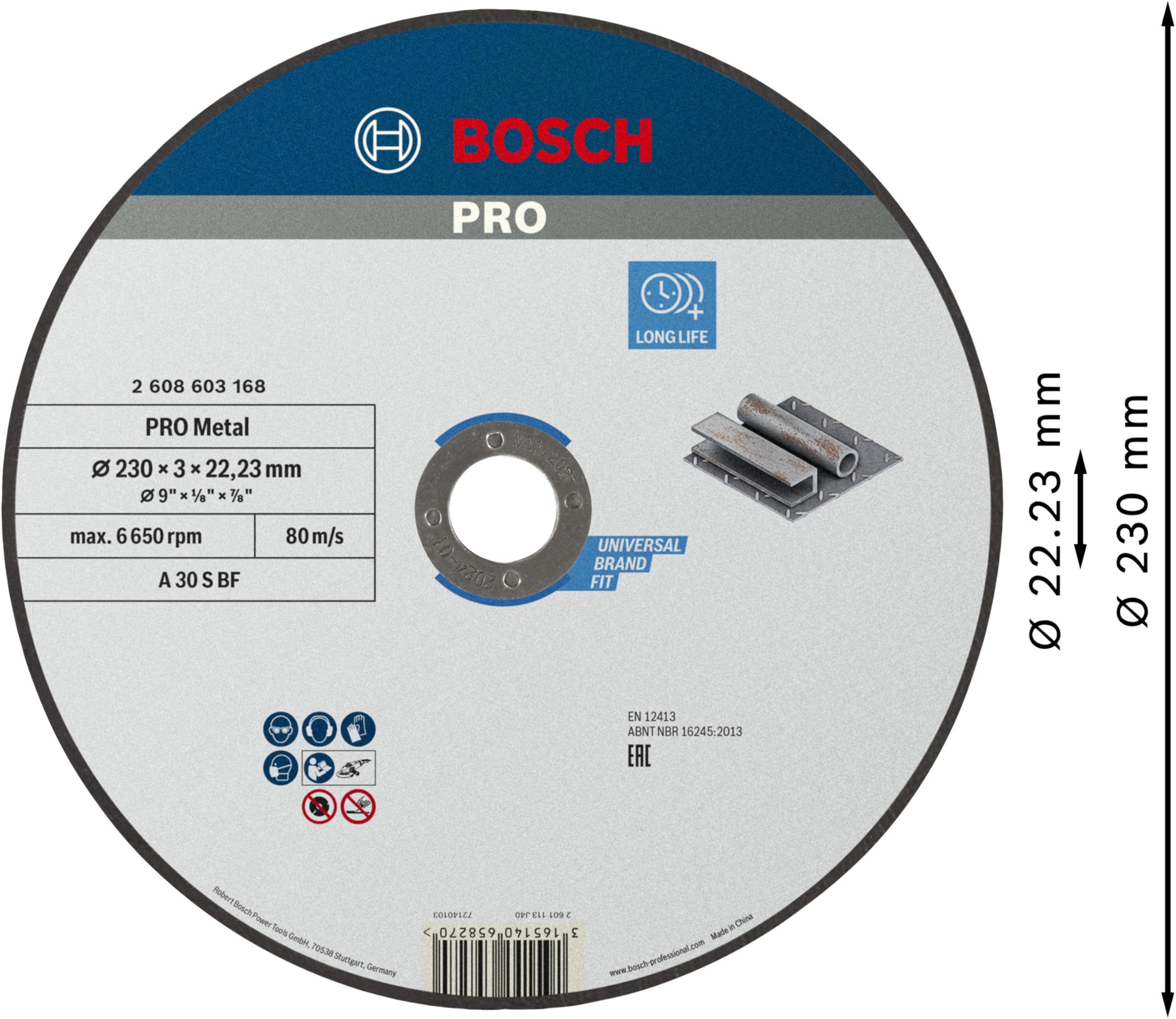 Bosch Disques à tronçonner 2608603168 disque métal 230 mm 3 mm