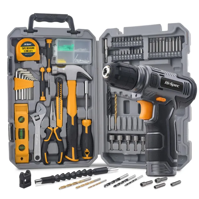 Hi-Spec Kit Outils 130 Pièces Perceuse 8V Gris
